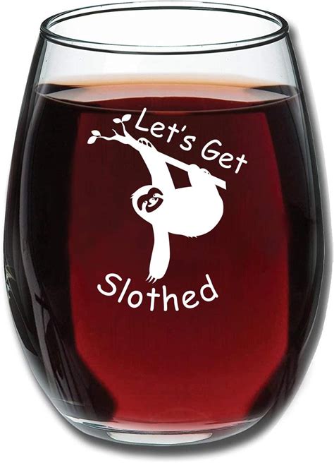 lets get slothed wine glass